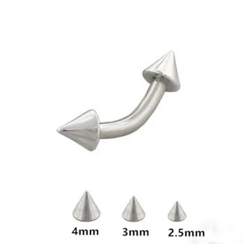 

HENGKE Cone Eyebrow Ring 16G Spike Curved Barbell 316L Surgical Steel 2.5mm Wholesale Body Piercing Jewelry Choose Sizes 100pcs