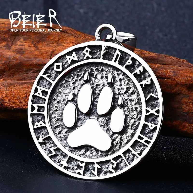 Beier 316L stainless steel Norse Vikings Pendant Necklace Norse Bear paw Necklace Original Animal Jewelry Wolf Head hange LP325
Beier 316L stainless steel Norse Vikings Pendant Necklace Norse Bear paw Necklace Original Animal Jewelry Wolf Head hange LP325