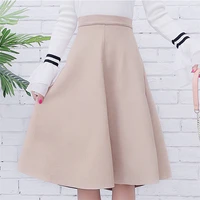 Neophil Women Suede High Waist Midi Skirt 2018 Winter Vintage Style Pleated Ladies A Line Black Flare Skirt Saia Femininas S1802 image