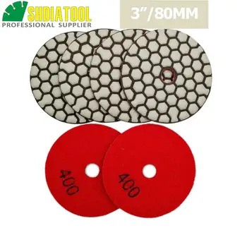 SHDIATOOL 6pcs 80mm G#400 Resin Bond Flexible Diamond Dry Polishing Pads Diameter 3inch Sanding Disks For Granite Marble Ceramic
SHDIATOOL 6pcs 80mm G#400 Resin Bond Flexible Diamond Dry Polishing Pads Diameter 3inch Sanding Disks For Granite Marble Ceramic