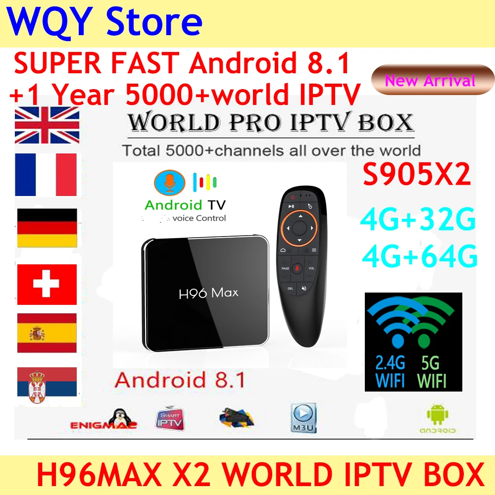 2019 Popular H96 MAX X2 Android 8.1 4K H.265 BT smart TV Box voice control World iptv subscription Italy French spain Polish
2019 Popular H96 MAX X2 Android 8.1 4K H.265 BT smart TV Box voice control World iptv subscription Italy French spain Polish