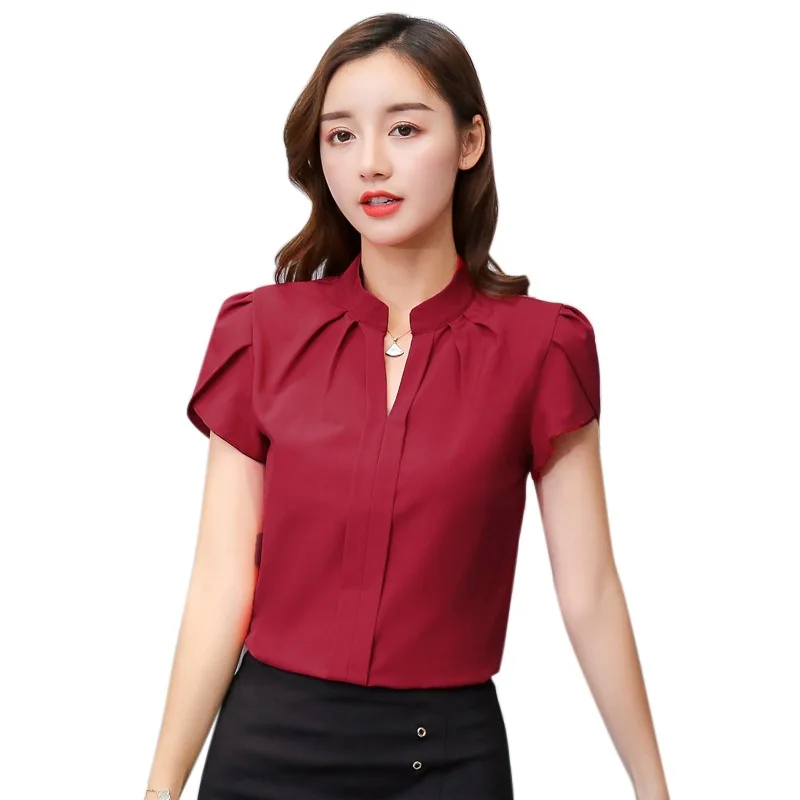 Women Shirt Chiffon Blusas Femininas Tops Short Petal Sleeve V-neck Elegant Ladies Formal Office Blouse Chiffon Shirt
Women Shirt Chiffon Blusas Femininas Tops Short Petal Sleeve V-neck Elegant Ladies Formal Office Blouse Chiffon Shirt
