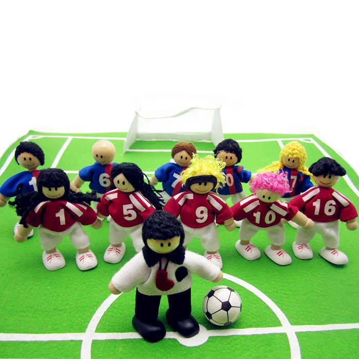 Image figure Joint Movable Doll Football Soccer Doll Soccer Star Wooden Family Soccer Game  11peaople