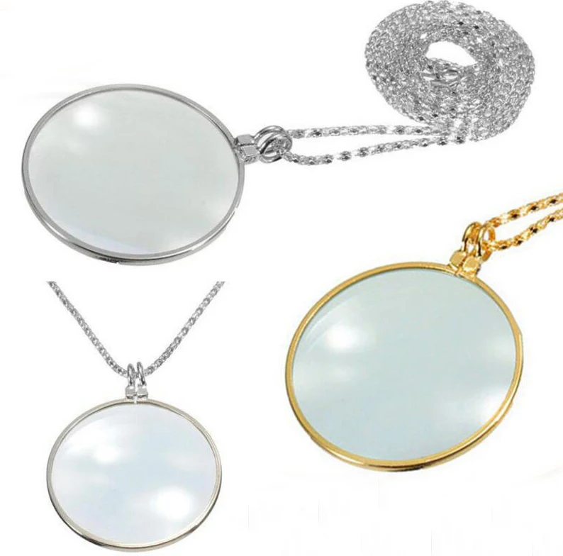 5X 42mm Lens Elegant Necklace Gift Magnifying Glass Hanging decorative metal chain mirror Toy glass lens magnifier for Children
5X 42mm Lens Elegant Necklace Gift Magnifying Glass Hanging decorative metal chain mirror Toy glass lens magnifier for Children