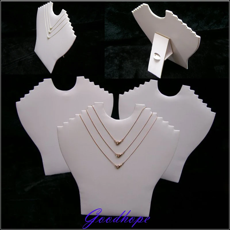 3pcs 9.8" White Faux Leather Necklace Pendant Chain Jewelry Bust Display Holder Stand Easel Multi-Necklace Counter Top Showcase 
3pcs 9.8" White Faux Leather Necklace Pendant Chain Jewelry Bust Display Holder Stand Easel Multi-Necklace Counter Top Showcase