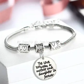 

12PC/Lot Fashion Love Between Mother And Daughter Is Forever Bracelets Mom Mothers Gifts For Women Family Jewelry Chain Bangle