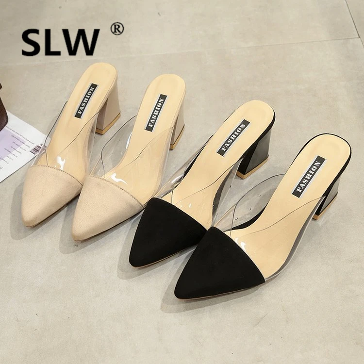 

Fashion women Shearling loafer Rome gladiator mules Slides slipper closed toe Fur Low transparent High summer outdoor Pointed