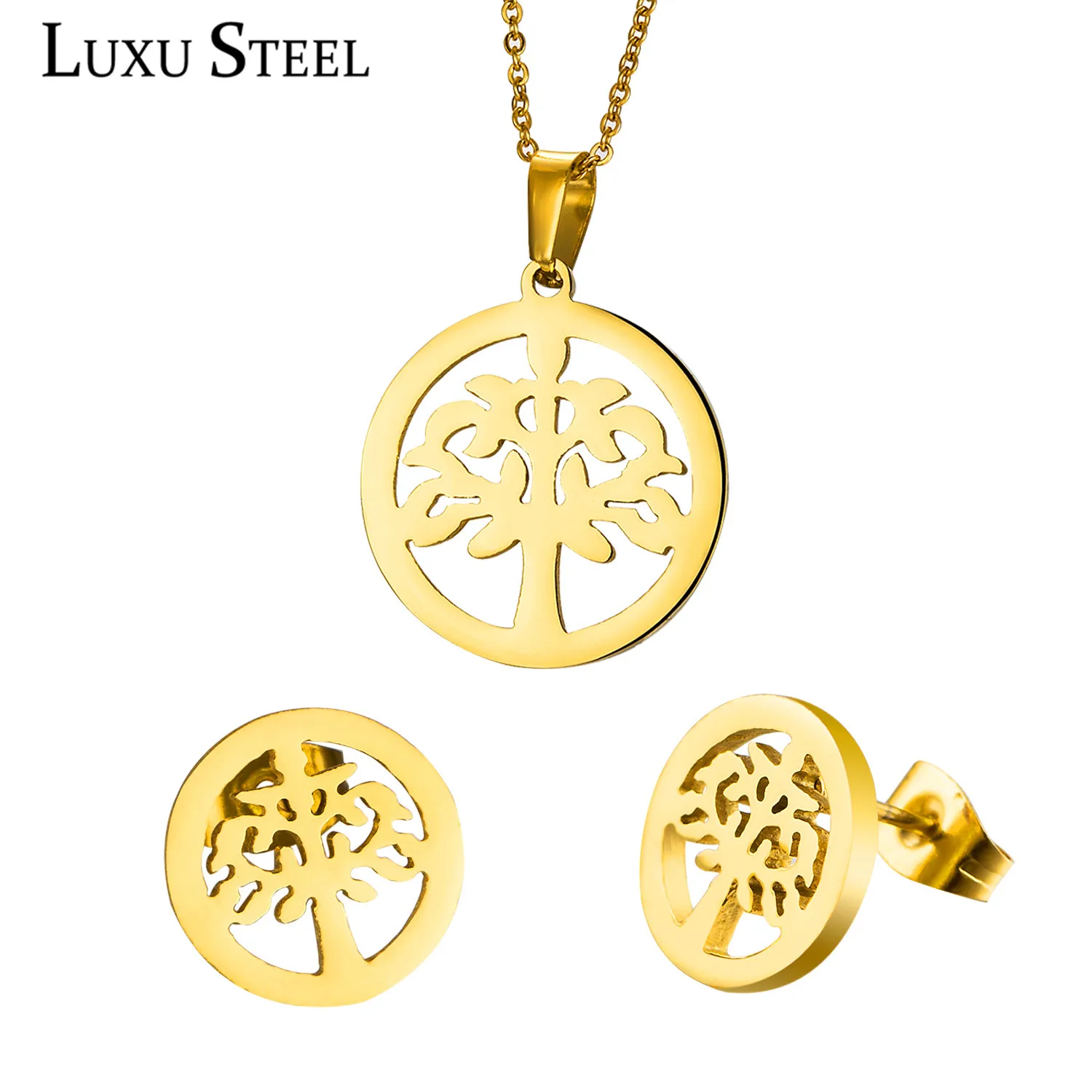 LUXUSTEEL Christmas Jewelry Sets Stainless Steel Gold/Silver Color Tree Pendant Necklaces Wholesale Party Gift Wedding
LUXUSTEEL Christmas Jewelry Sets Stainless Steel Gold/Silver Color Tree Pendant Necklaces Wholesale Party Gift Wedding