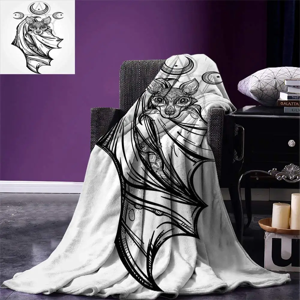 Occult Blanket Nocturnal Bat Drawing Crescent Moon with Spiritual Night Animal Creature Graphic Warm Blankets for Beds
Occult Blanket Nocturnal Bat Drawing Crescent Moon with Spiritual Night Animal Creature Graphic Warm Blankets for Beds