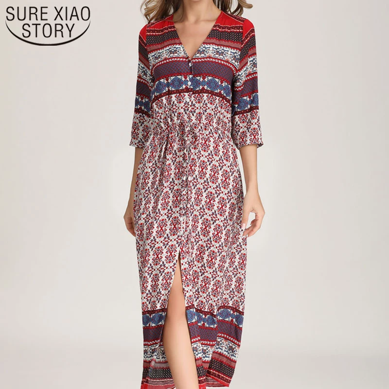 Summer Ladies Dress Half Button Dress Women Dresses 2019 Long Elegant Dress Harajuku Print Ankle-Length V-Neck Empire 3837 50
Summer Ladies Dress Half Button Dress Women Dresses 2019 Long Elegant Dress Harajuku Print Ankle-Length V-Neck Empire 3837 50