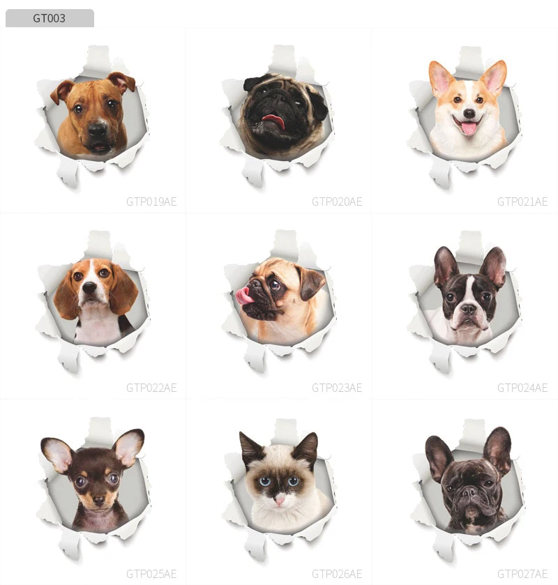 Description Picture 2 of itemFunny Dog Cat 3d Hole Toilet Stickers For Washroom House Decoration Diy Ainimals Pvc Mural Art Cartoon Puppy Kitten  Kids Decals