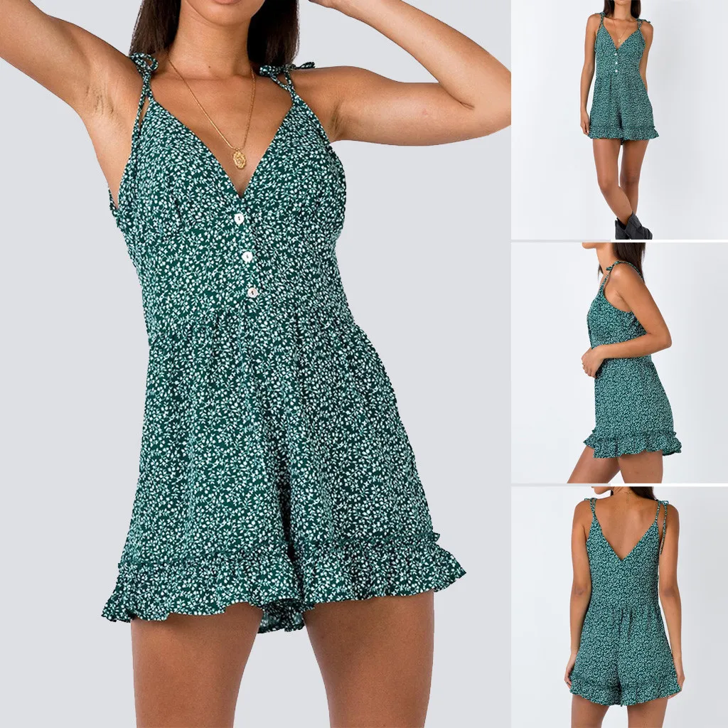 Women Playsuits Shorts Ruffles Sleeveless Summer Overalls Rompers Femme Print Beachwear Sexy Girl Short Jumpsuit Cami Botton
Women Playsuits Shorts Ruffles Sleeveless Summer Overalls Rompers Femme Print Beachwear Sexy Girl Short Jumpsuit Cami Botton