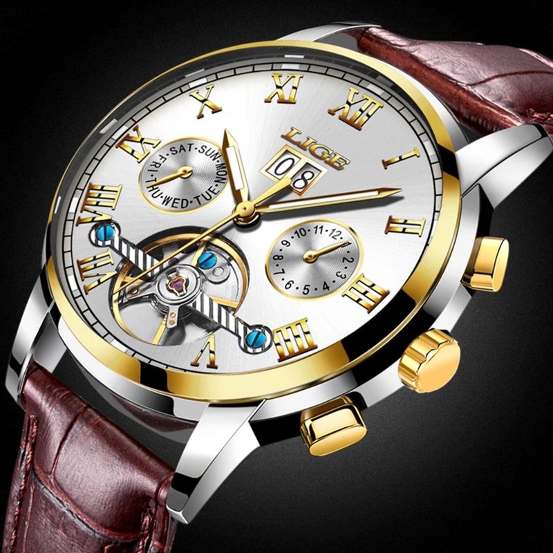 LIGE Waterproof Sports Top Luxury Brand Watch Men Automatic Mechanical Watches Men's Leather Fashion Watches Relogio Masculino
LIGE Waterproof Sports Top Luxury Brand Watch Men Automatic Mechanical Watches Men's Leather Fashion Watches Relogio Masculino