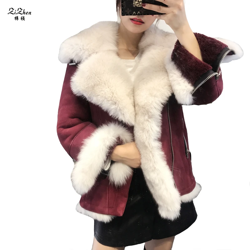 Winter Women Warm Genuine Sheepskin Natural Double-faced Fur Coats Merino Sheep Fur Jacket With Real Fox Fur Collar 180427-4
Winter Women Warm Genuine Sheepskin Natural Double-faced Fur Coats Merino Sheep Fur Jacket With Real Fox Fur Collar 180427-4
