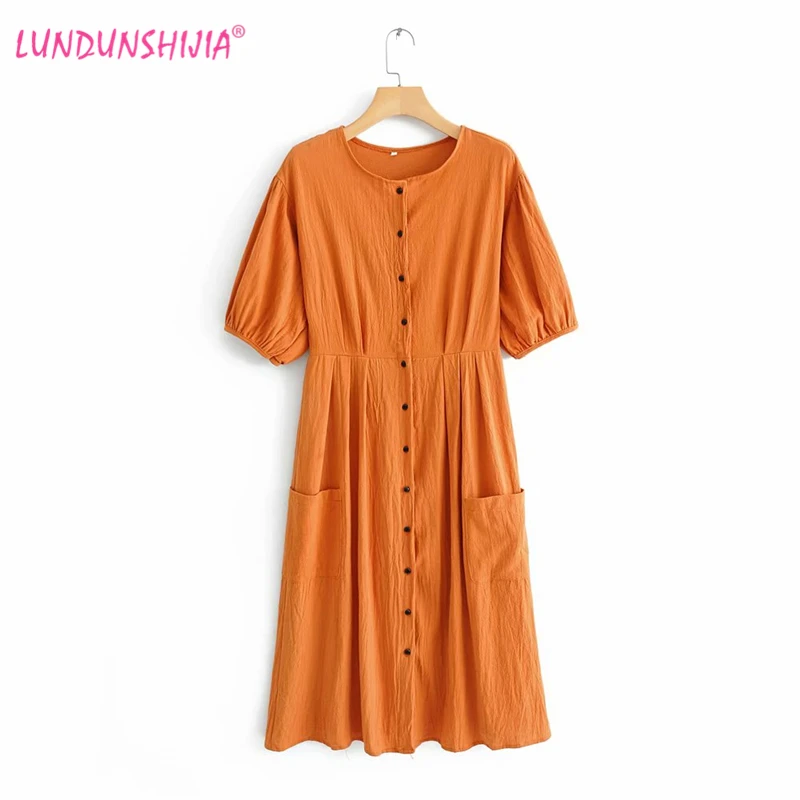 LUNDUNSHIJIA Summer Dress 2019 New Arrival Women Vintage Round Collar Lantern Sleeve Dresses Ladies Orange Long Dresses Vestidos
LUNDUNSHIJIA Summer Dress 2019 New Arrival Women Vintage Round Collar Lantern Sleeve Dresses Ladies Orange Long Dresses Vestidos