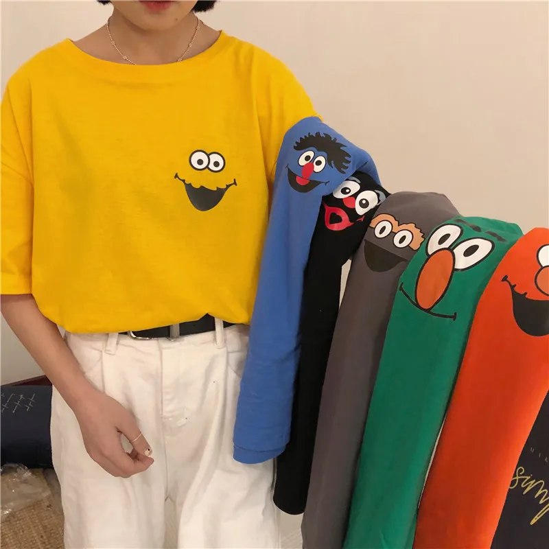 Summer fun cartoon tops ulzzang Harajuku M-2XL large size cotton women short-sleeved tops Korea new BF casual fashion shirt
Summer fun cartoon tops ulzzang Harajuku M-2XL large size cotton women short-sleeved tops Korea new BF casual fashion shirt