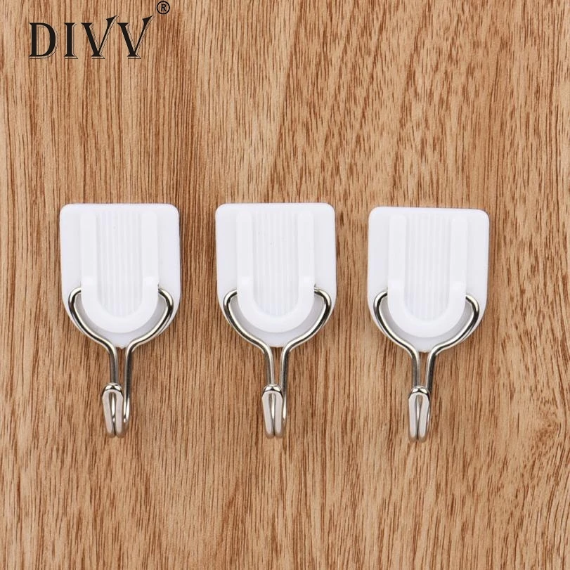

6PCS Strong Adhesive Hook Wall Door Sticky Hanger Holder Kitchen Bathroom White Powerful Levert Dropship mar6