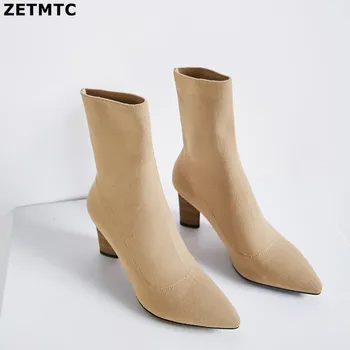 2019 NEW Women Ankle Boots Sock Boots All Match Platform Pointed Toe Square High Heel Slip on Women Boots Big Size 33-40
2019 NEW Women Ankle Boots Sock Boots All Match Platform Pointed Toe Square High Heel Slip on Women Boots Big Size 33-40