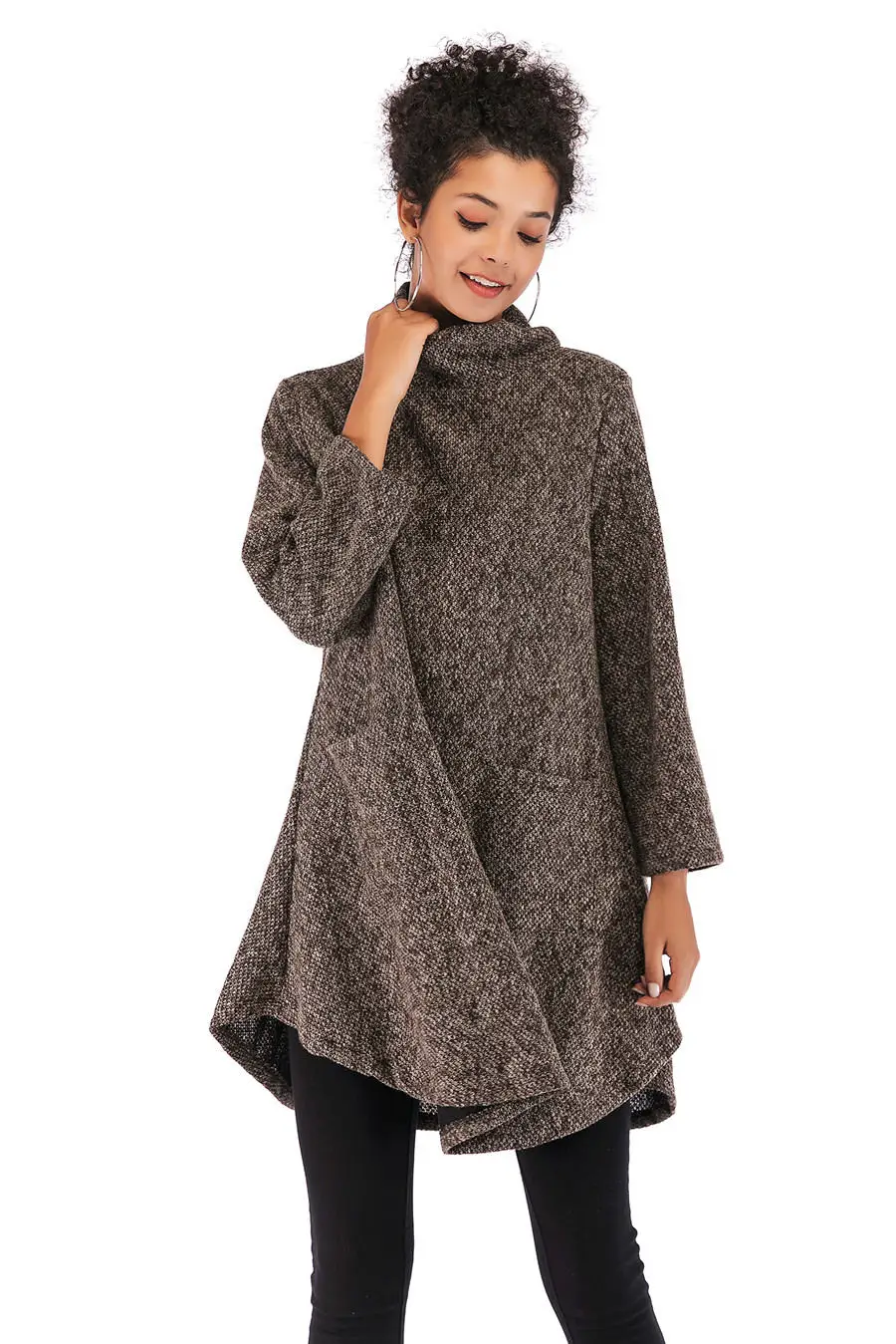 Gladiolus Loose Autumn Winter Women Sweater 2018 Long Sleeve Double Pocket Long Knitted Turtleneck Sweater Women Pullover Coats (17)