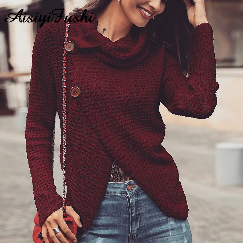 Winter Women's Turtleneck Knitted Sweater Buttons Loose Cardigan Coat Warm High Collar Irregular Oversized Sweater Women
Winter Women's Turtleneck Knitted Sweater Buttons Loose Cardigan Coat Warm High Collar Irregular Oversized Sweater Women