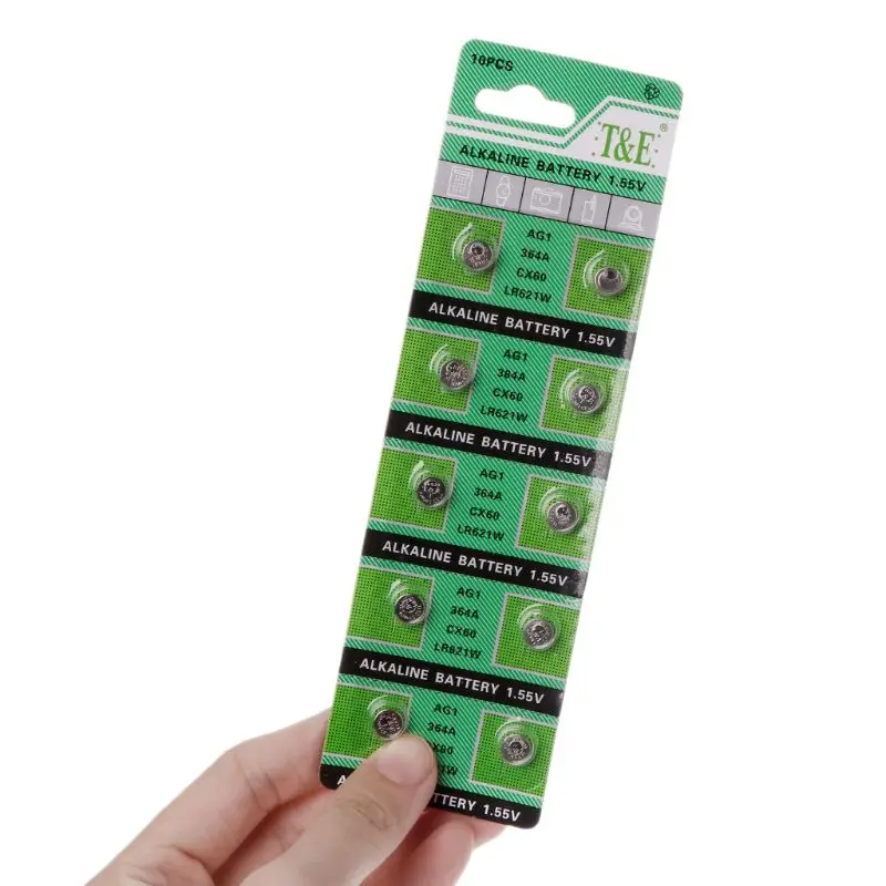 10PCS Watch Battery AG1 1.55V 364 SR621SW LR621 621 LR60 CX60 Alkaline Button Coin Cell Batteries 77UA
10PCS Watch Battery AG1 1.55V 364 SR621SW LR621 621 LR60 CX60 Alkaline Button Coin Cell Batteries 77UA