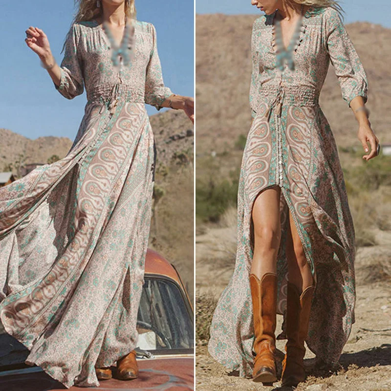 Womens Dress Summer Chiffon Slit Elegant Cocktail Irregular Plus size Fit and flare Printed 3/4 sleeve Brown Fringed
Womens Dress Summer Chiffon Slit Elegant Cocktail Irregular Plus size Fit and flare Printed 3/4 sleeve Brown Fringed