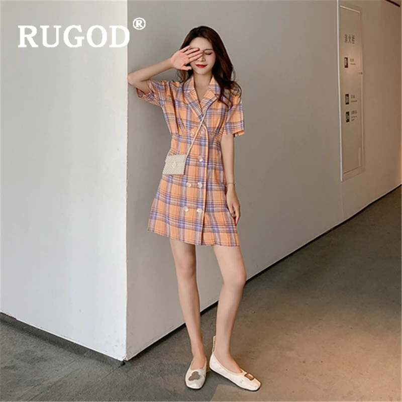 RUGOD Korean chic plaid women dress 2019 new vintage single-breasted office ladies dresses vestidosn Fashion A line female dress
RUGOD Korean chic plaid women dress 2019 new vintage single-breasted office ladies dresses vestidosn Fashion A line female dress