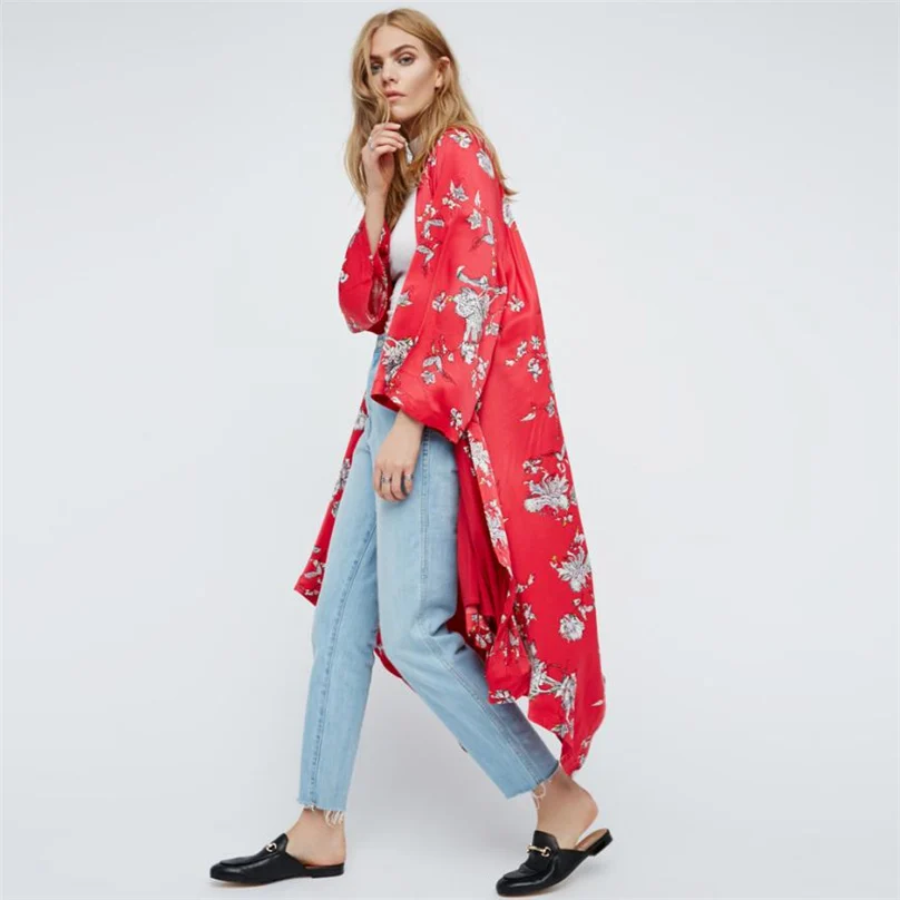 Floral print blouse shirt long kimono Women sashes kimono cardigan Elegent Three Quarter Flare sleeve summer blusas #FT4530
Floral print blouse shirt long kimono Women sashes kimono cardigan Elegent Three Quarter Flare sleeve summer blusas #FT4530