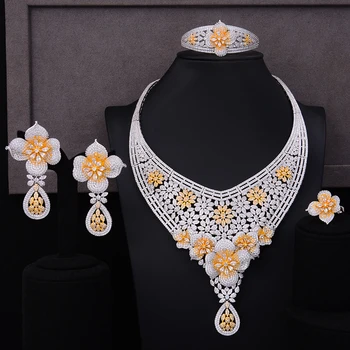 missvikki Exclusive Handmade 4 PCS Flower Necklace Bangle Earrings Ring Women Jewelry Set Full Mini Cubic Zirconia jewelry Set
missvikki Exclusive Handmade 4 PCS Flower Necklace Bangle Earrings Ring Women Jewelry Set Full Mini Cubic Zirconia jewelry Set