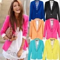 Hot Blazer Women New 2017 Candy Color Jackets Suit Slim yards Ladies Blazers Work Wear Jacket image