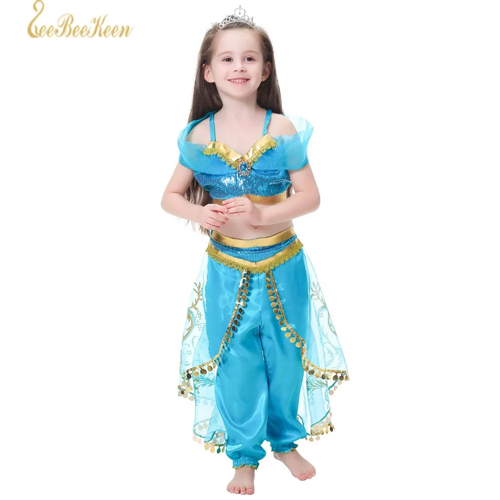 2019 New Aladdin's Jasmine Costume Cosplay Children's Set Children's Dresses Girls Jasmine Princess Dress Stage performance show
2019 New Aladdin's Jasmine Costume Cosplay Children's Set Children's Dresses Girls Jasmine Princess Dress Stage performance show