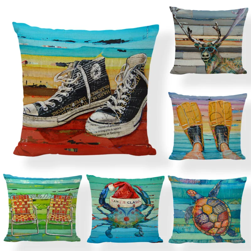 Beautiful Oil Painting Throw Pillowcase Goat Shoes Ship Rock 17*17In Umbrella Sea Turtle Crab Hat Cushion Cover Decor Rock Chair
Beautiful Oil Painting Throw Pillowcase Goat Shoes Ship Rock 17*17In Umbrella Sea Turtle Crab Hat Cushion Cover Decor Rock Chair