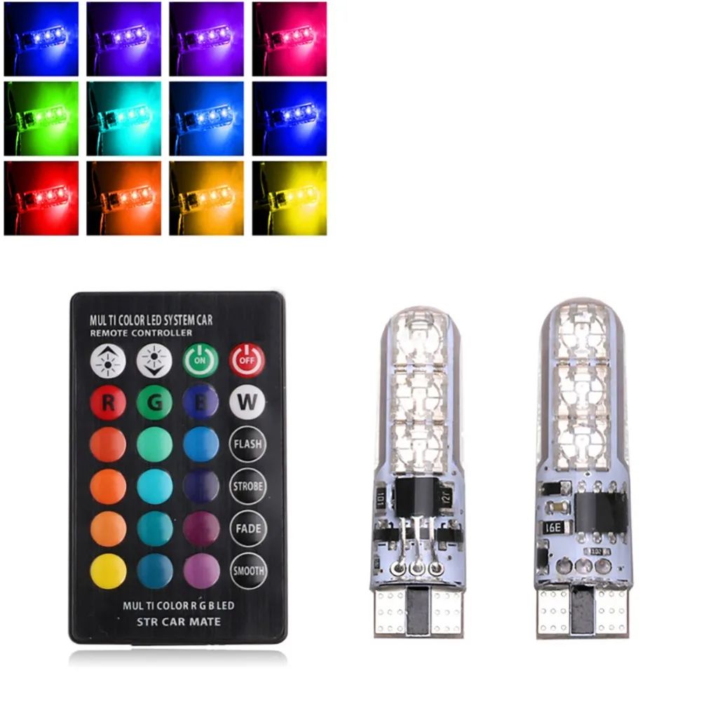 2pcs T10 6LEDs Bulb RGB 5050 SMD LED Car lights Auto wedge side light lamp W / remote Control reading lights license plate light
2pcs T10 6LEDs Bulb RGB 5050 SMD LED Car lights Auto wedge side light lamp W / remote Control reading lights license plate light