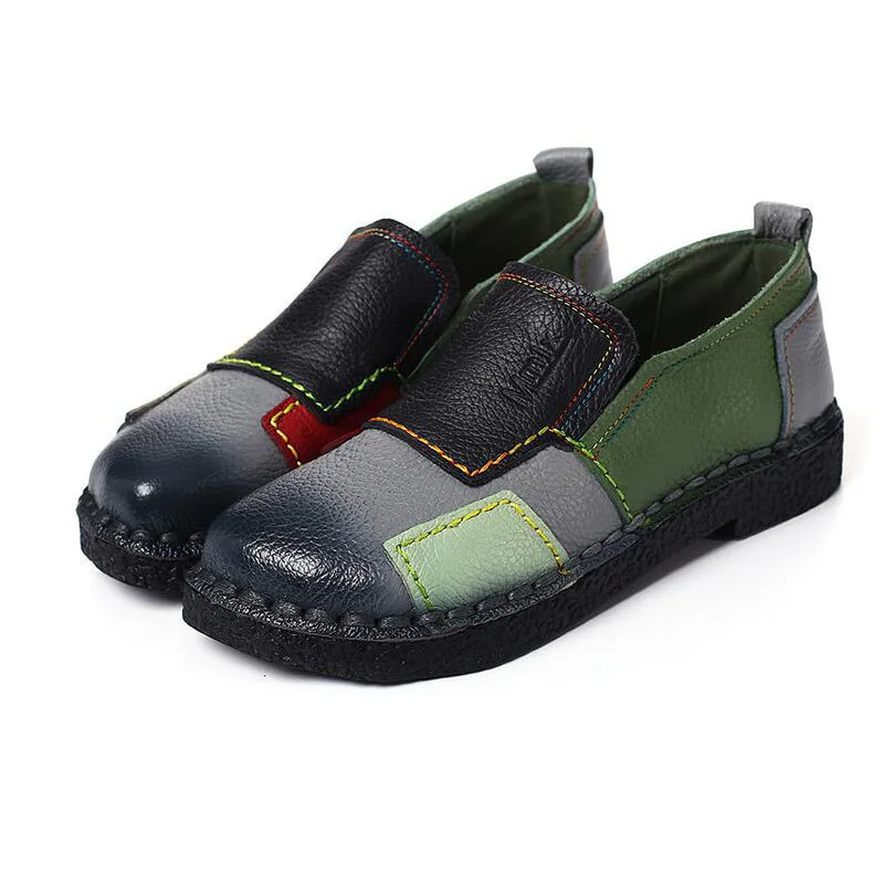 Mixed Colors Women Flats Natural Cow Leather Casual Simple Shoes 2018 Spring Autumn Loafers Slip On Women's Flat Shoes Moccasins (23)