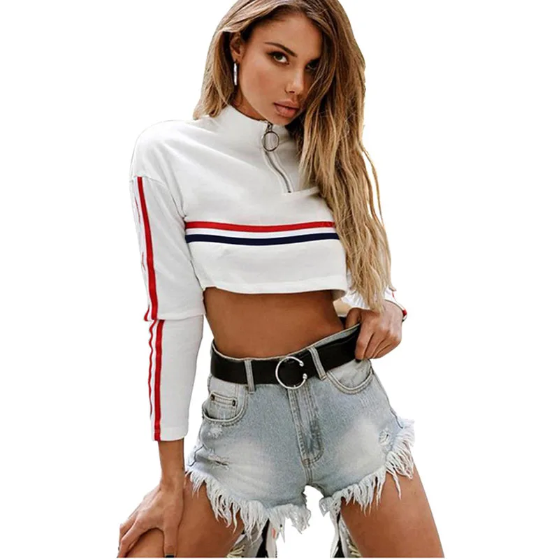 Long Sleeve Hoodies Sweatshirt Spring Autumn Loose High Neck Zipper Stripe Crop Top Sweatshirt Casual Patchwork Cloth TP0037
Long Sleeve Hoodies Sweatshirt Spring Autumn Loose High Neck Zipper Stripe Crop Top Sweatshirt Casual Patchwork Cloth TP0037
