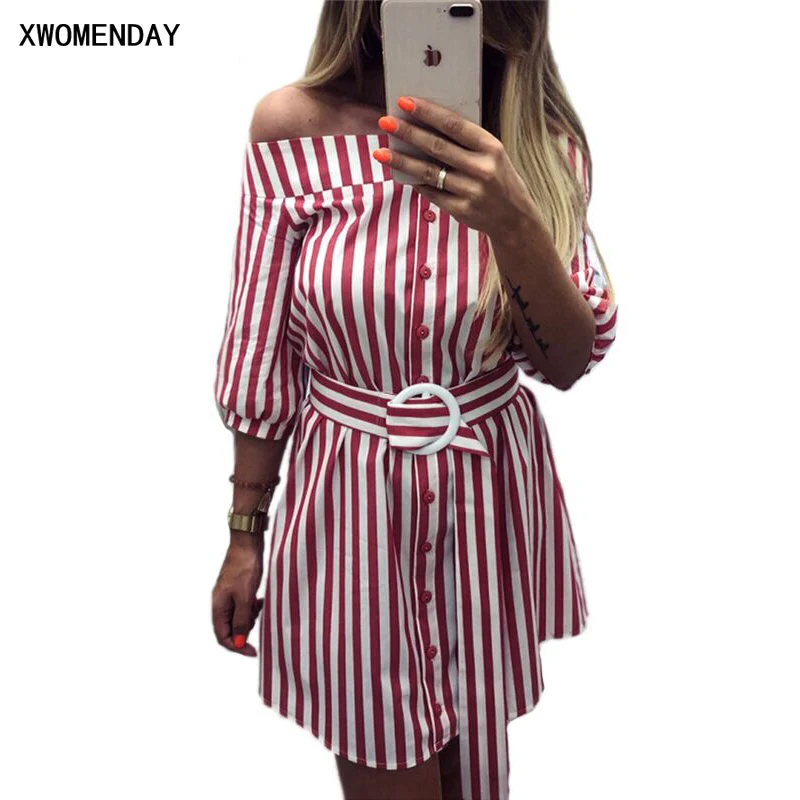 Half Sleeve Slash Neck Off Shoulder Mini Dress 2019 New Summer Dress Empire Sashes Striped Casual Cute Beach Dress
Half Sleeve Slash Neck Off Shoulder Mini Dress 2019 New Summer Dress Empire Sashes Striped Casual Cute Beach Dress
