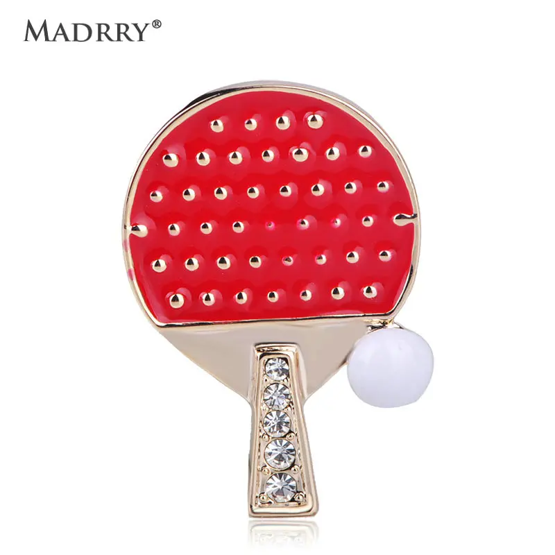 Madrry Latest Ping Pong Paddle Table Tennis Ball Shape Brooch Shiny Crystal Red Enamel Brooch For Women Man Corsage pin Jewelry
Madrry Latest Ping Pong Paddle Table Tennis Ball Shape Brooch Shiny Crystal Red Enamel Brooch For Women Man Corsage pin Jewelry
