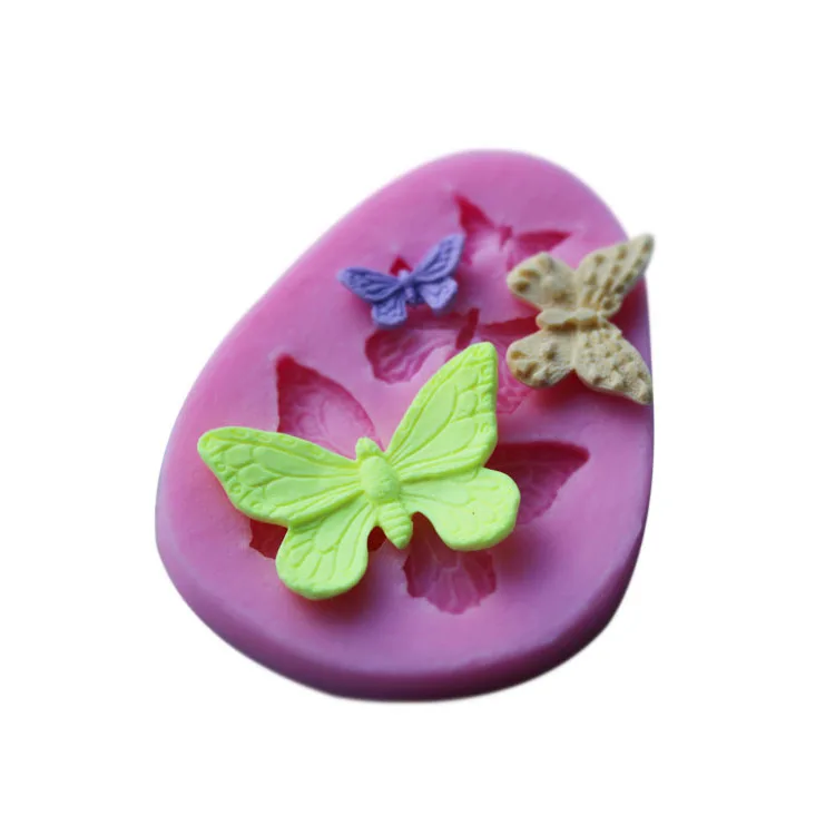 Моделирующая силиконовая форма для мастики с 3 бабочками украшение торта из