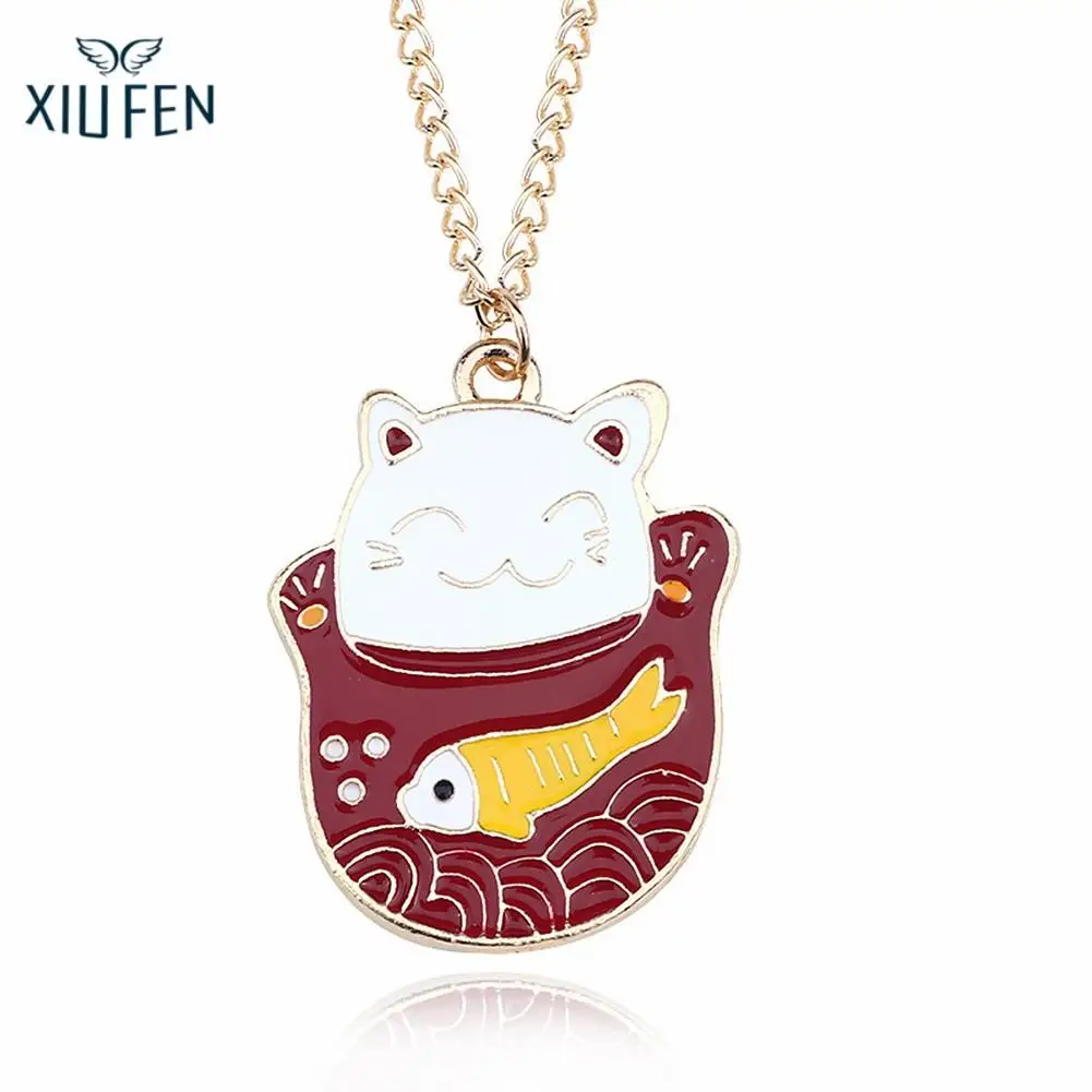XIUFEN Fashion Simple Pendant Necklace Cute Cartoon Cat Fish Pattern Women Jewelry | Украшения и аксессуары