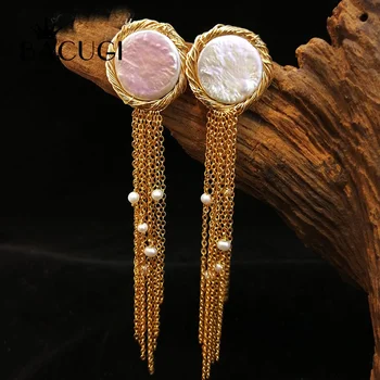 14KGF Long Tassel Pearl Earrings Fine Jewelry Natural Big Baroque Pearl Earrings For Women Fashion Gift For Party
14KGF Long Tassel Pearl Earrings Fine Jewelry Natural Big Baroque Pearl Earrings For Women Fashion Gift For Party