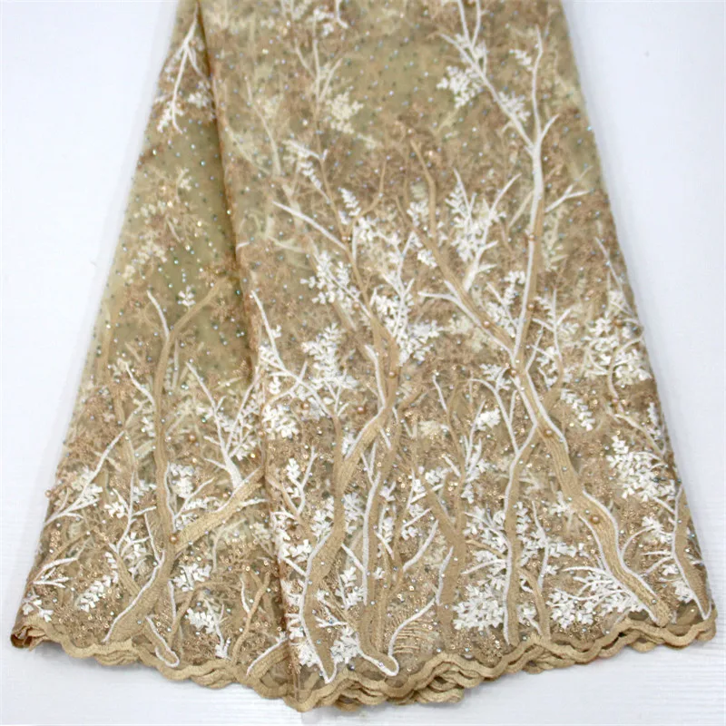 New Nigerian French Lace Fabrics 2018 Gold Sequins African Tulle Lace Fabric High Quality African Lace Wedding For DressHJ1283-1
New Nigerian French Lace Fabrics 2018 Gold Sequins African Tulle Lace Fabric High Quality African Lace Wedding For DressHJ1283-1