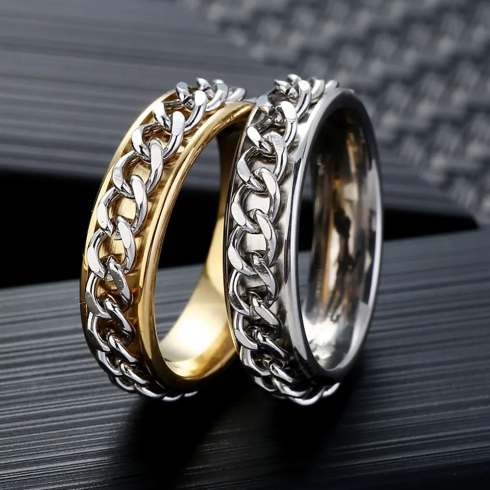 Gold/Silver Color Chain Wedding Rings Stainless Steel For Men Finger Ring Best Gift 6mm wide
Gold/Silver Color Chain Wedding Rings Stainless Steel For Men Finger Ring Best Gift 6mm wide