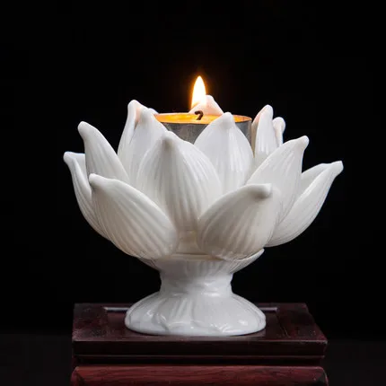

handmade porcelain rust tall lotus candle holder white ceramic flower candlestick modern home decorations ornaments