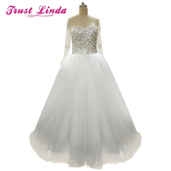Romantic Long Sleeve Wedding Party Dress vestidos de noiva Lace Up Back Luxury Ball Gown Plus Size
Romantic Long Sleeve Wedding Party Dress vestidos de noiva Lace Up Back Luxury Ball Gown Plus Size