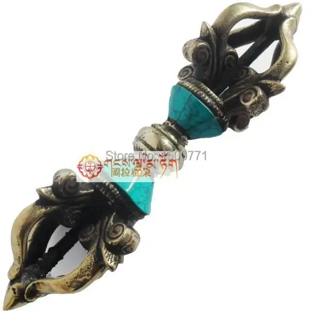 Tibetan Tantric Buddhist supplies instruments used in Nepal handmade copper inlaid turquoise FIVE Vajra Dorje
Tibetan Tantric Buddhist supplies instruments used in Nepal handmade copper inlaid turquoise FIVE Vajra Dorje