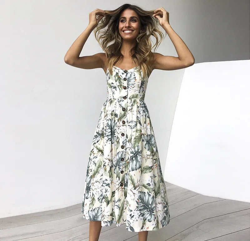 Casual Vintage Sundress Women Summer Dress 2019 Boho Sexy Dress Midi Button Backless Polka Dot Striped Floral Beach Dress Female
Casual Vintage Sundress Women Summer Dress 2019 Boho Sexy Dress Midi Button Backless Polka Dot Striped Floral Beach Dress Female
