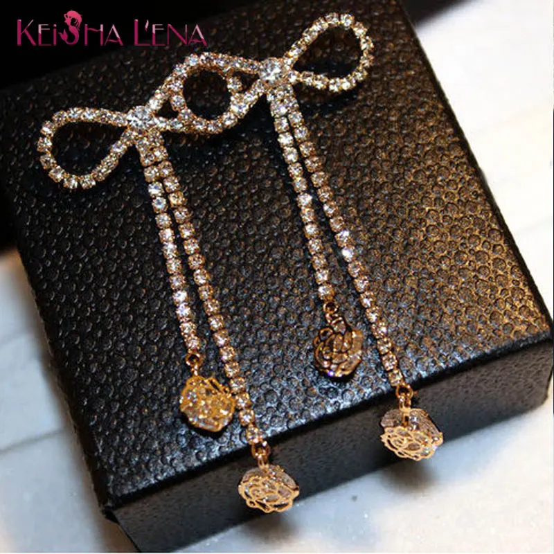 Keisha Lena Mecresh 2017 New Imitated Cubic Zirconia Dangle Silver Plated Cute Bowknot Long Earrings for Women
Keisha Lena Mecresh 2017 New Imitated Cubic Zirconia Dangle Silver Plated Cute Bowknot Long Earrings for Women