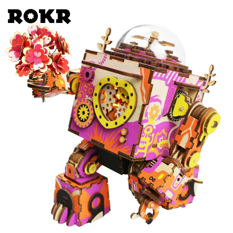 ROKR DIY Robot Model Steampunk Music Box 3D Wooden Puzzle Musical Toys Assembly Model Building Kit For Drop Shipping AM601 
ROKR DIY Robot Model Steampunk Music Box 3D Wooden Puzzle Musical Toys Assembly Model Building Kit For Drop Shipping AM601