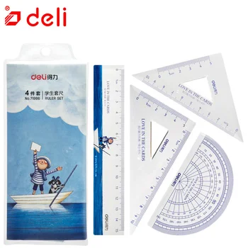 Deli 4PCS/Set Kawaii Ruler Set Triangle Ruler Protractor For Measuring Drawing Student Stationery Maths Geometry School Supplies
Deli 4PCS/Set Kawaii Ruler Set Triangle Ruler Protractor For Measuring Drawing Student Stationery Maths Geometry School Supplies