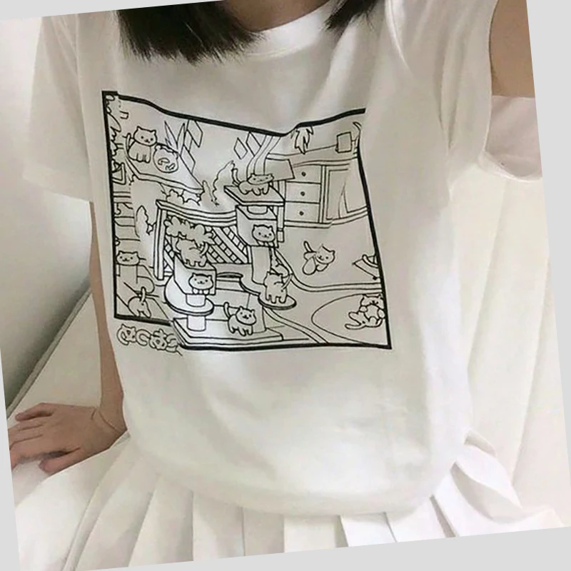Neko Atsume Cute Loose T-Shirt Anime Cats Summer Cotton T Shirt Fashion Casual Sweet Short Sleeve TEE Tops Color White
Neko Atsume Cute Loose T-Shirt Anime Cats Summer Cotton T Shirt Fashion Casual Sweet Short Sleeve TEE Tops Color White